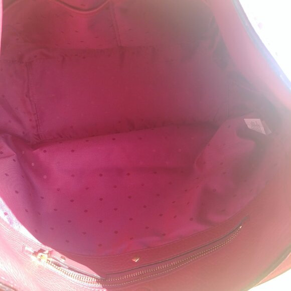 Kate Spade large shoulder bag purse 100% cow leather raspberry pink burg… - Picture 4 of 15